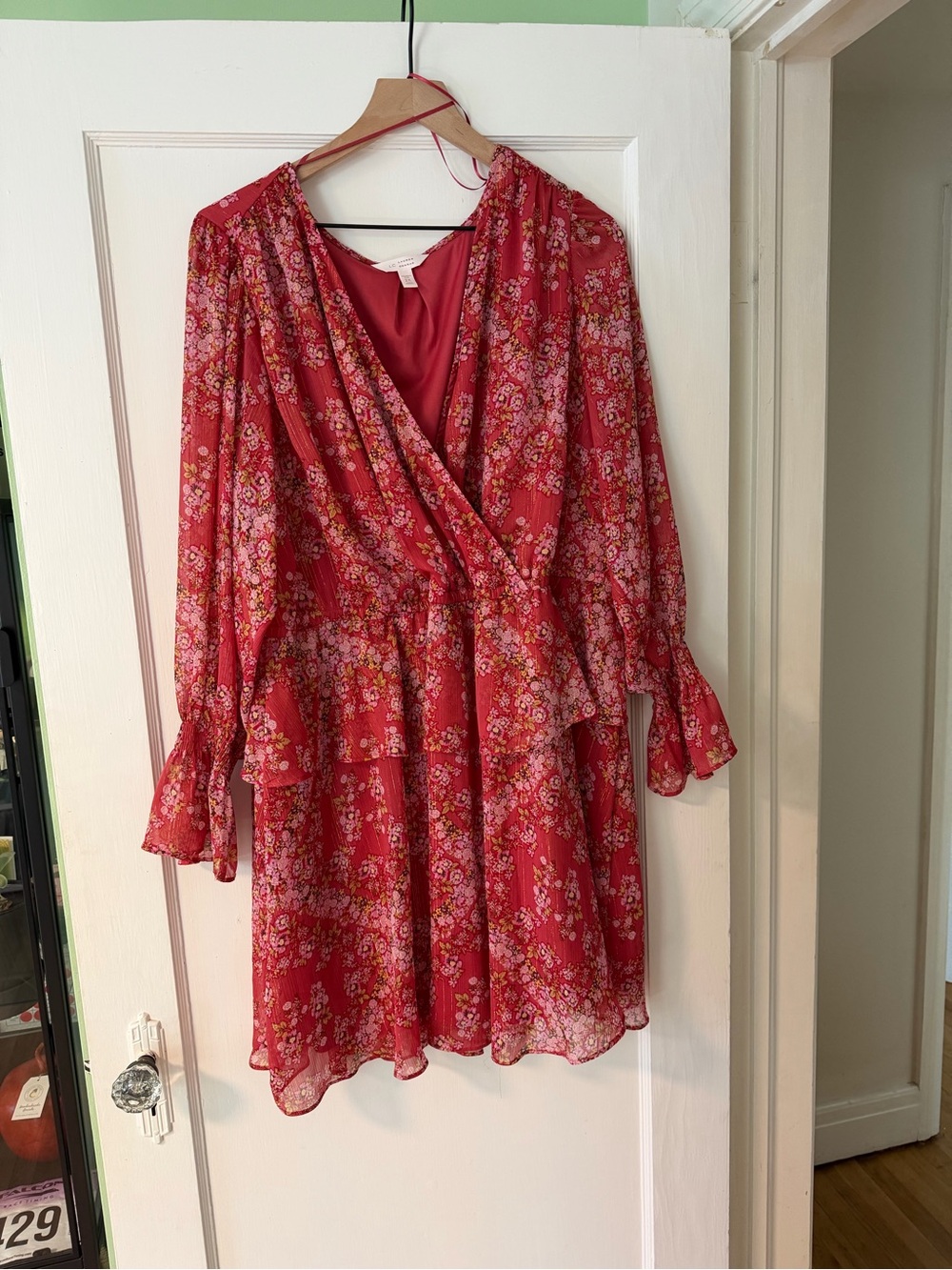 LC Lauren Conrad Rose Floral Long-Sleeve Wrap Dress